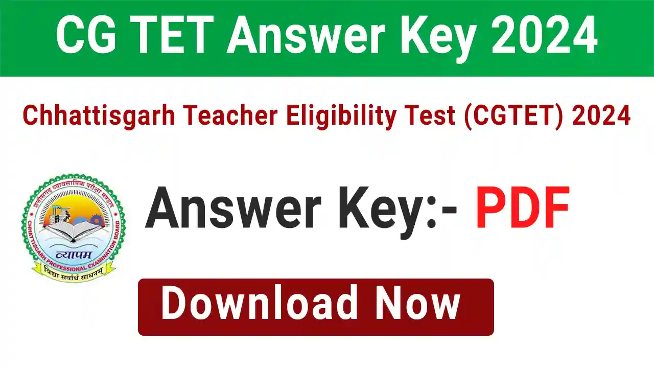 CG Vyapam TET Answer Key 2024